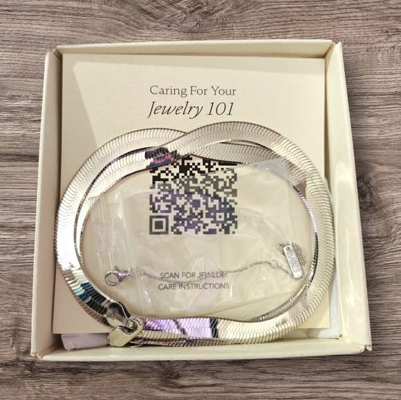 New Melanie Auld Sterling Silver Herringbone Necklace Snake Chain Necklace - Picture 1 of 7